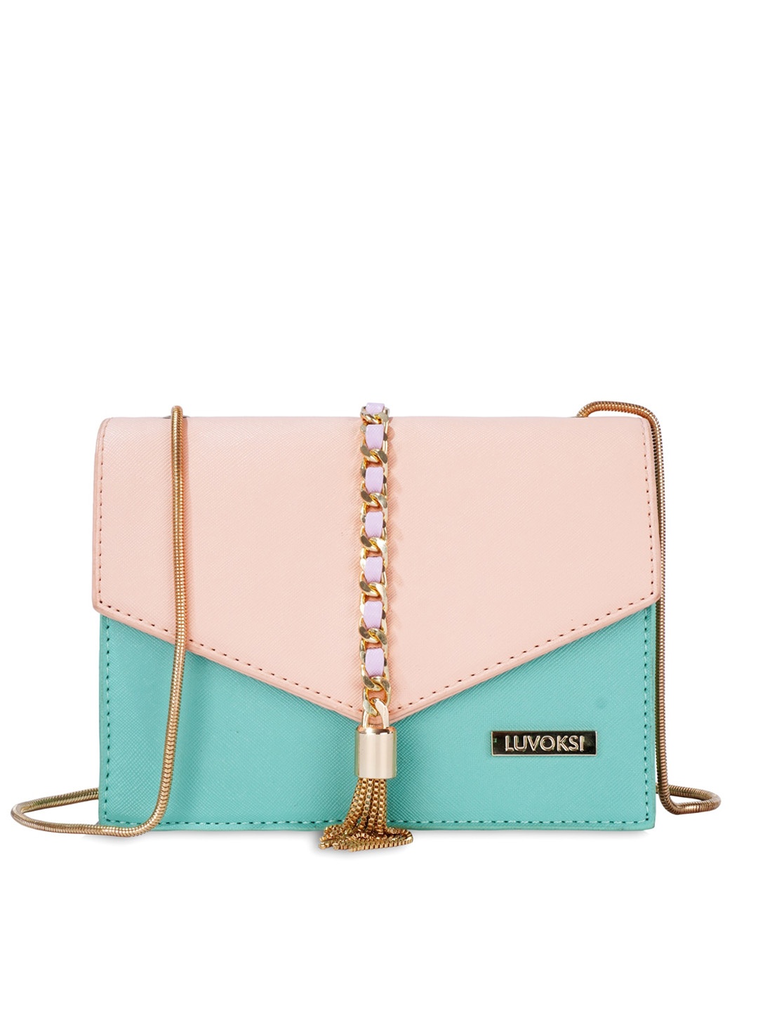 

Luvoksi Multicoloured Colourblocked PU Structured Sling Bag, Multi
