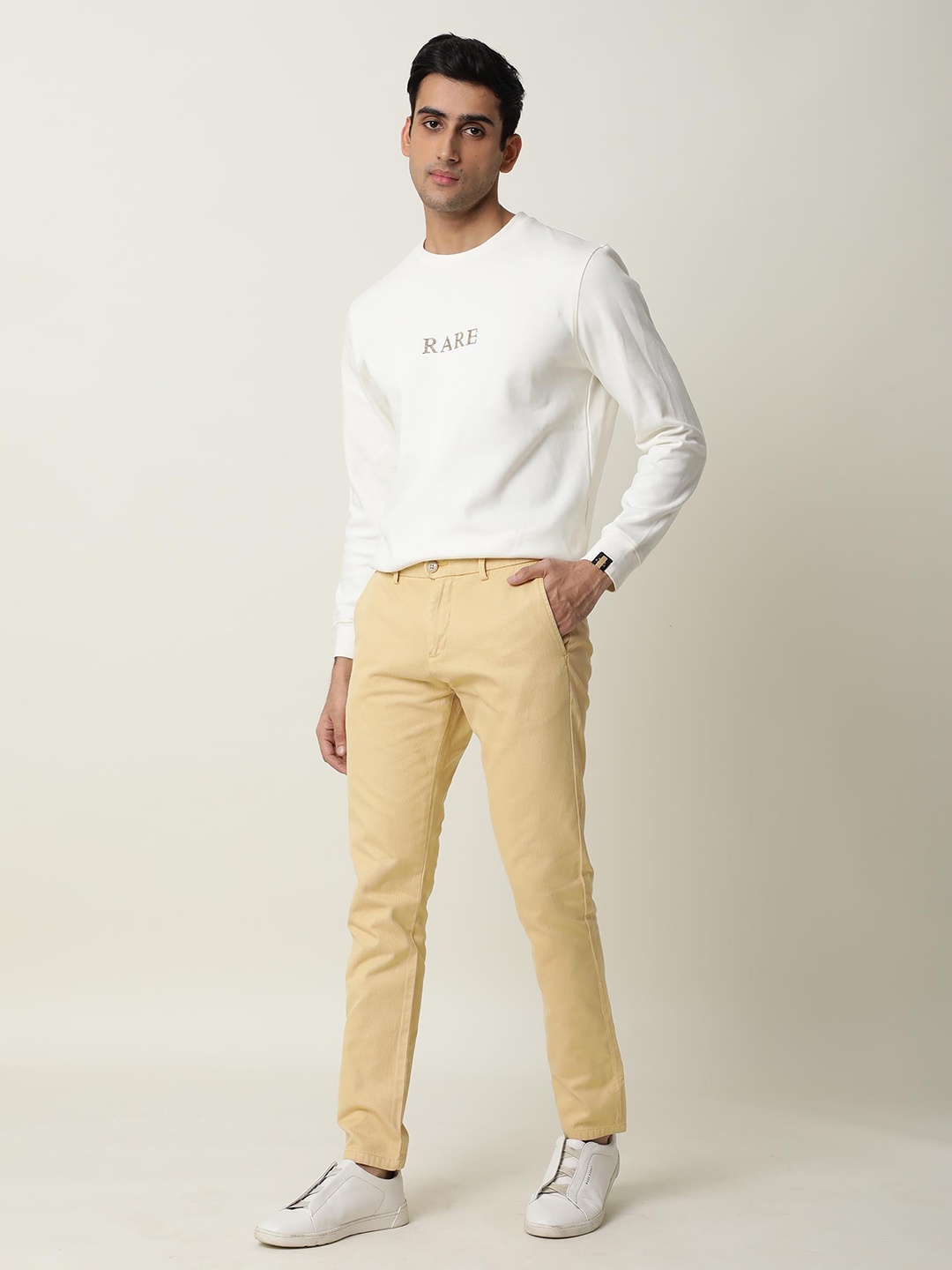 

RARE RABBIT Men Scotch Mid-Rise Slim Fit Trouser, Yellow