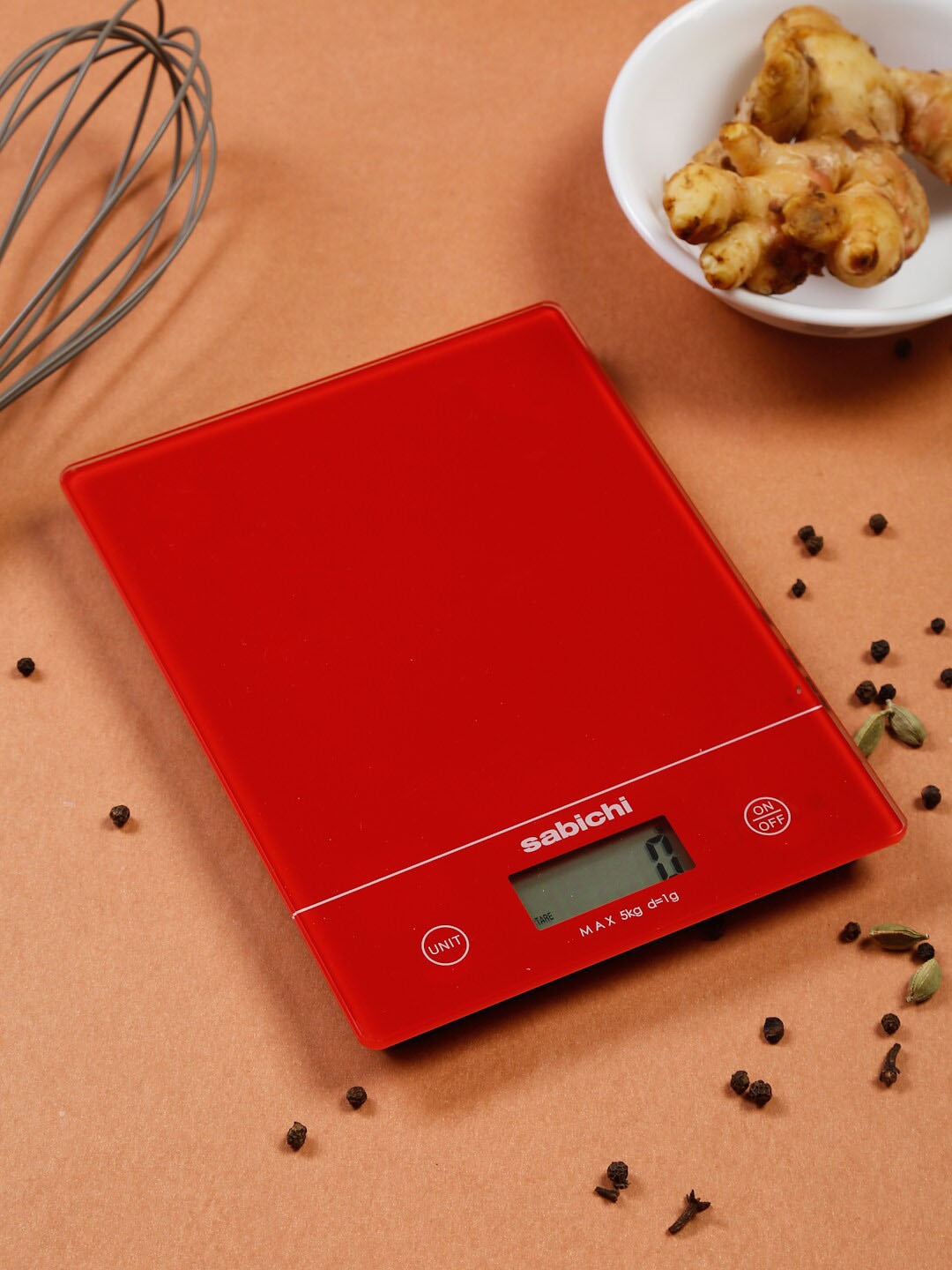

Sabichi Red Solid Glass Slim Line Digital 5kg Kitchen Scales