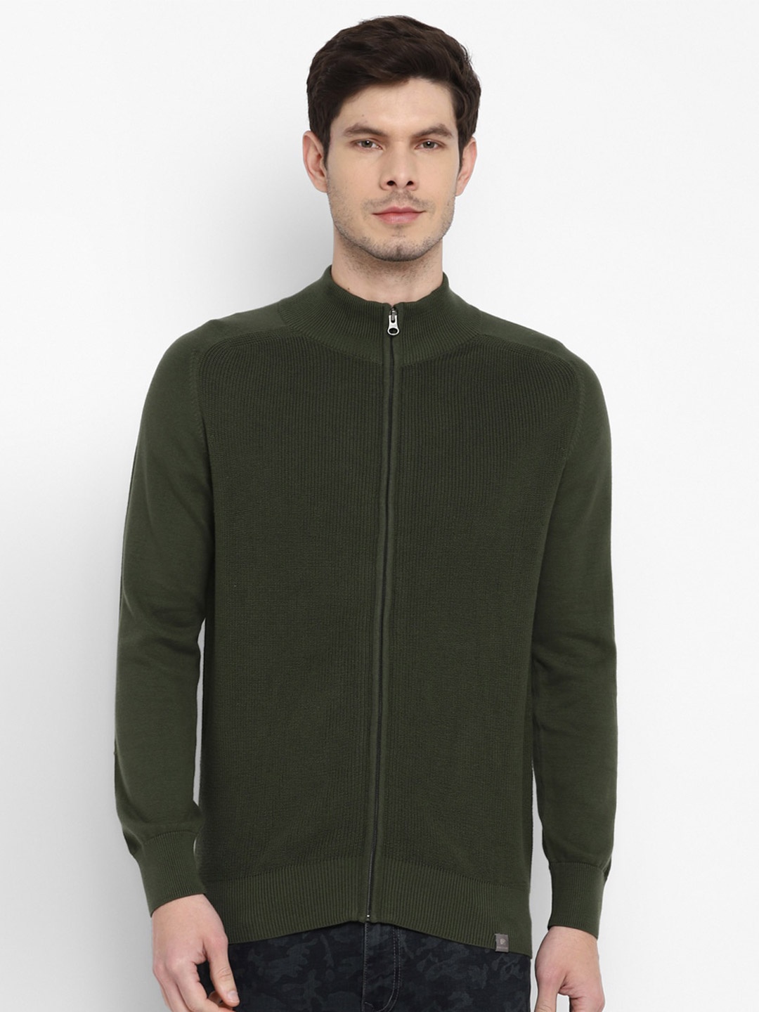 

Red Chief Men Olive Green Front-Open with Zip Detail