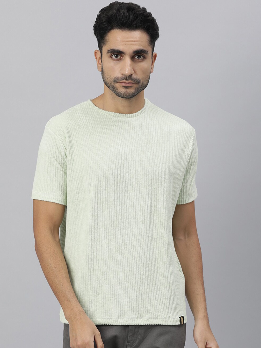 

RARE RABBIT Men Metal Lime Raw Edge Slim Fit T-Shirt, Lime green