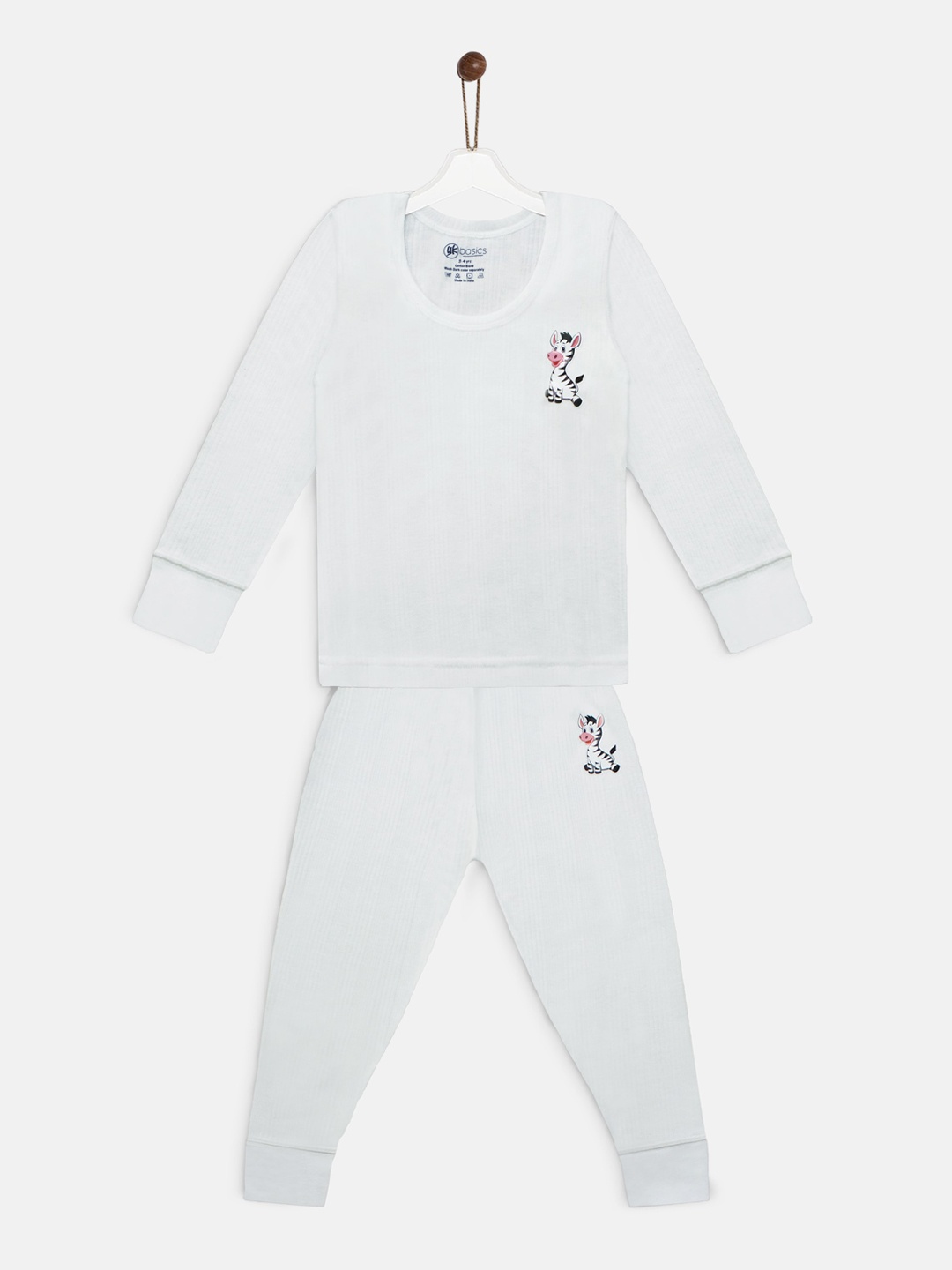 

YK Basics Infants Kids Off White Striped Cotton Thermal Set