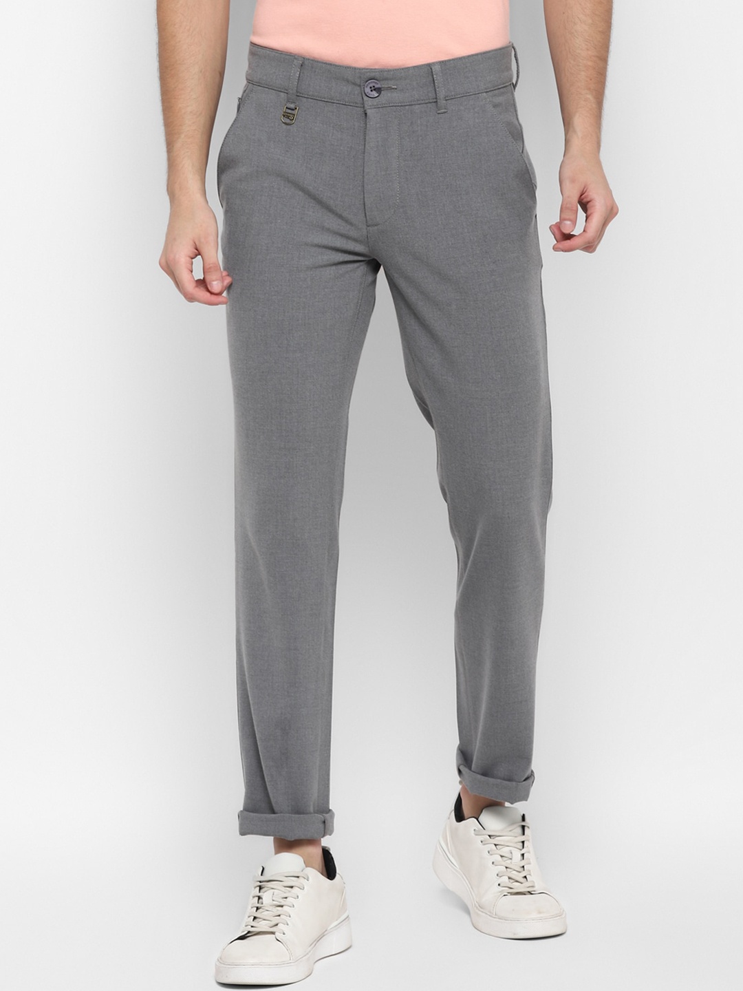 

Red Chief Men Grey Textured Regular Fit Trousers