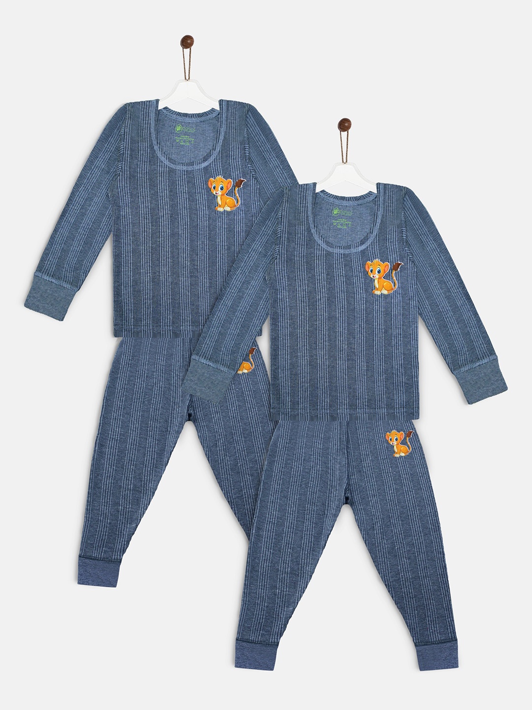 

YK Basics Kids Pack Of 2 Blue Striped Thermal Set