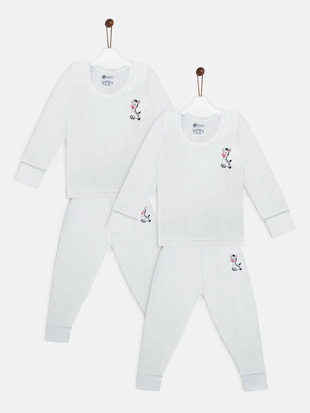 

YK Basics Kids Pack Of 2 Off White Striped Thermal Set