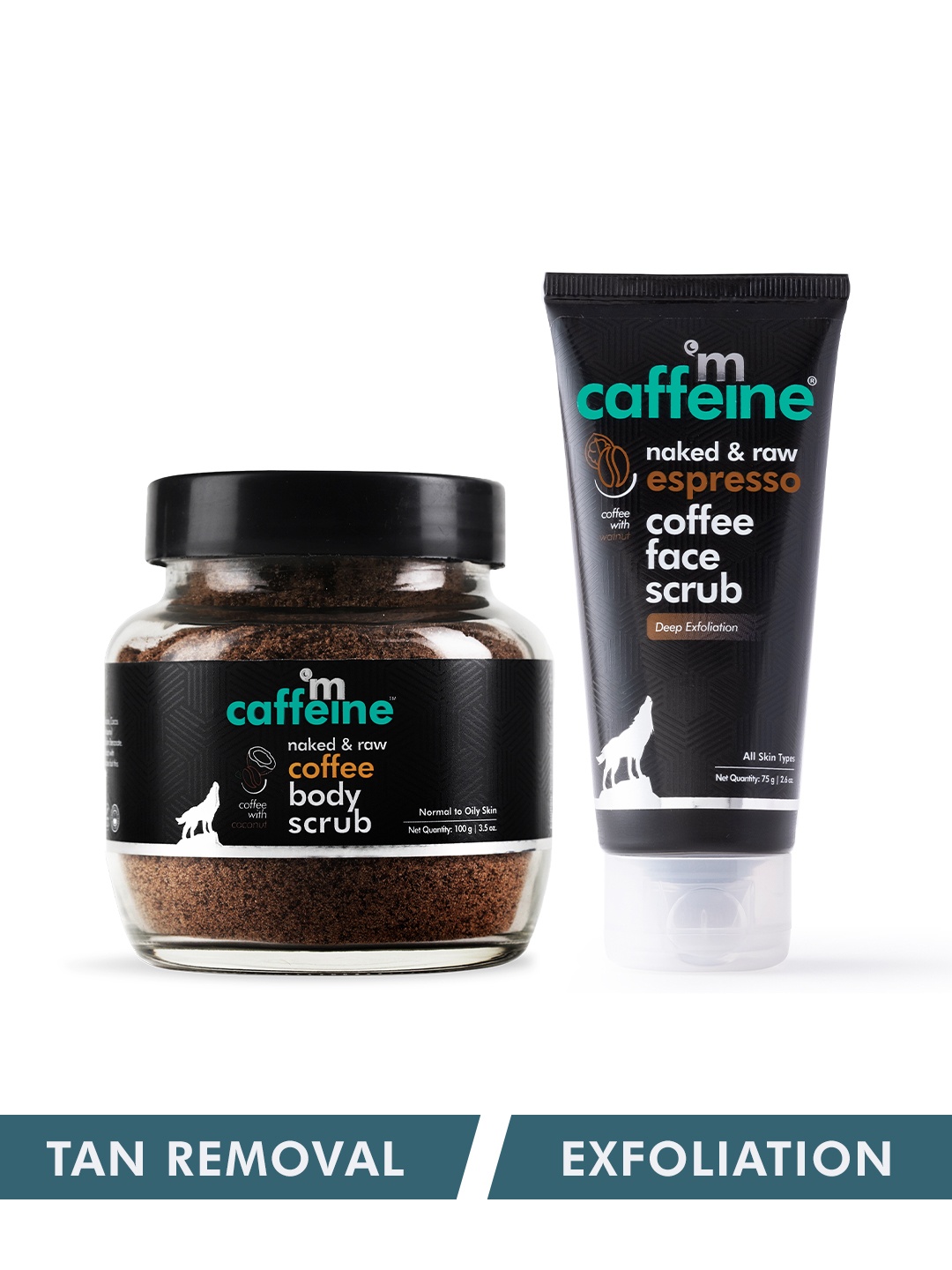 

MCaffeine Exfoliating Coffee Body Scrub & Espresso Face Scrub Combo for Tan Removal, Brown