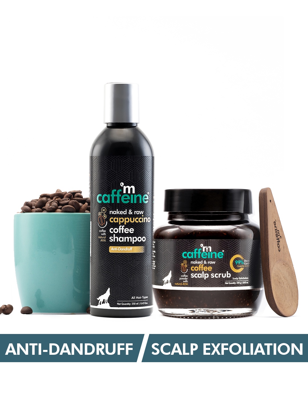 

MCaffeine Ultimate Anti-Dandruff Kit with Coffee Scalp Scrub and Cappuccino Shampoo, Coffee brown