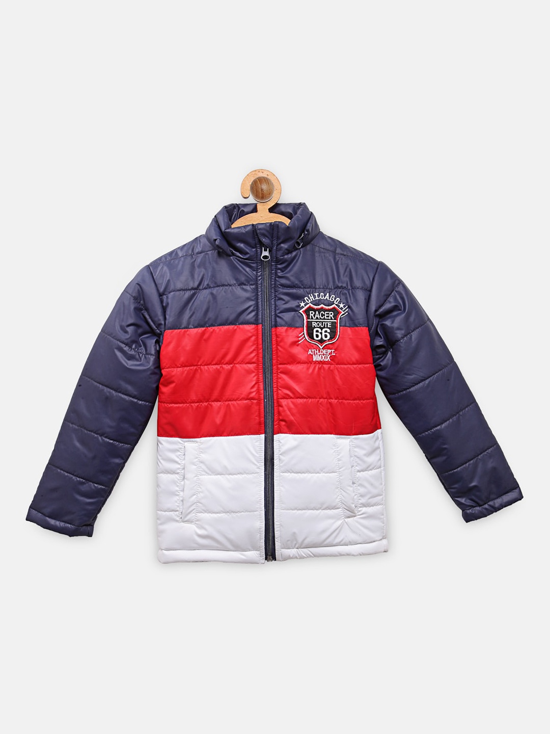 

NYNSH Boys Navy Blue & Red Colourblocked Puffer Jacket