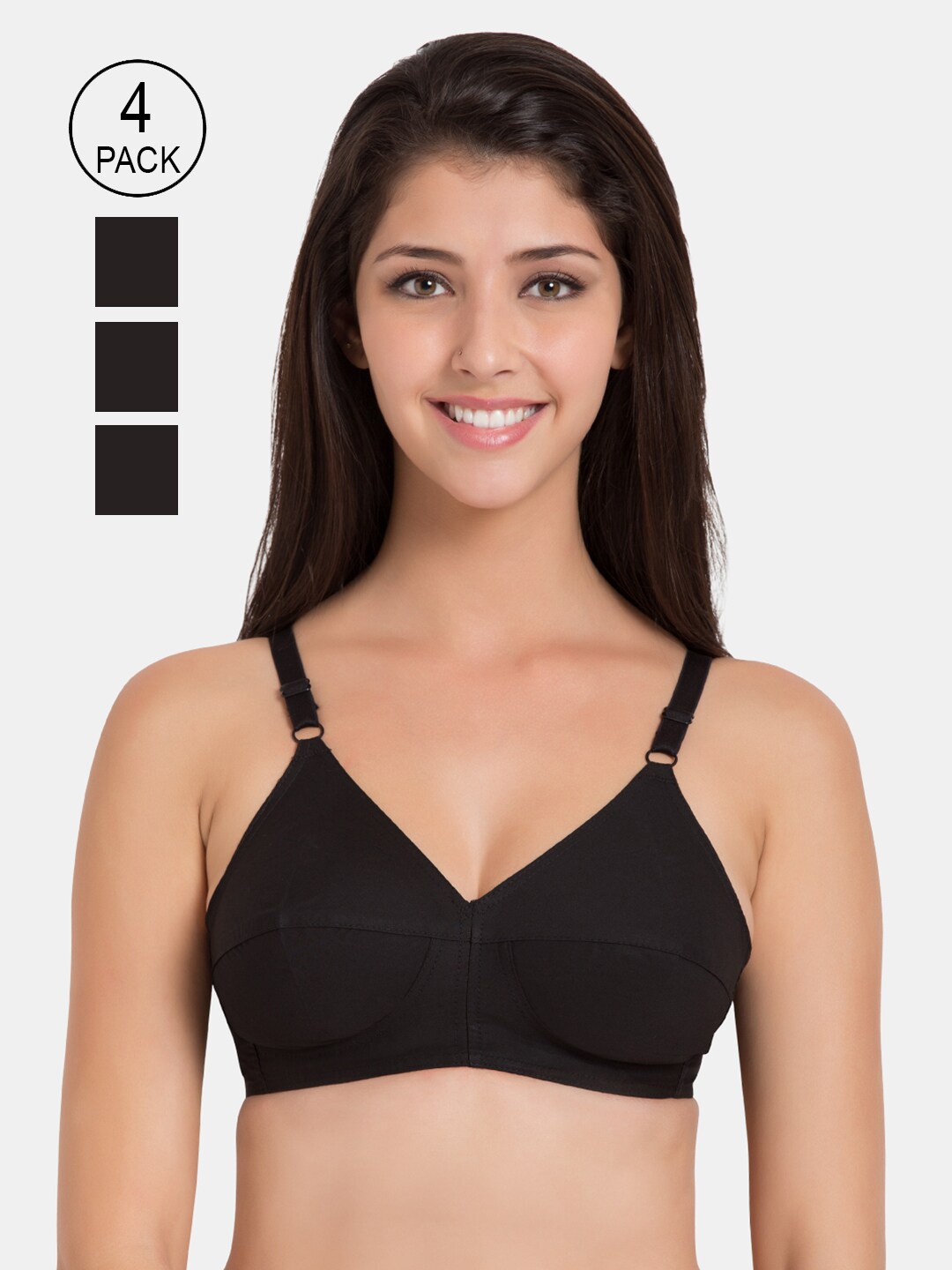 

Souminie Pack Of 4 Black Everyday Bras