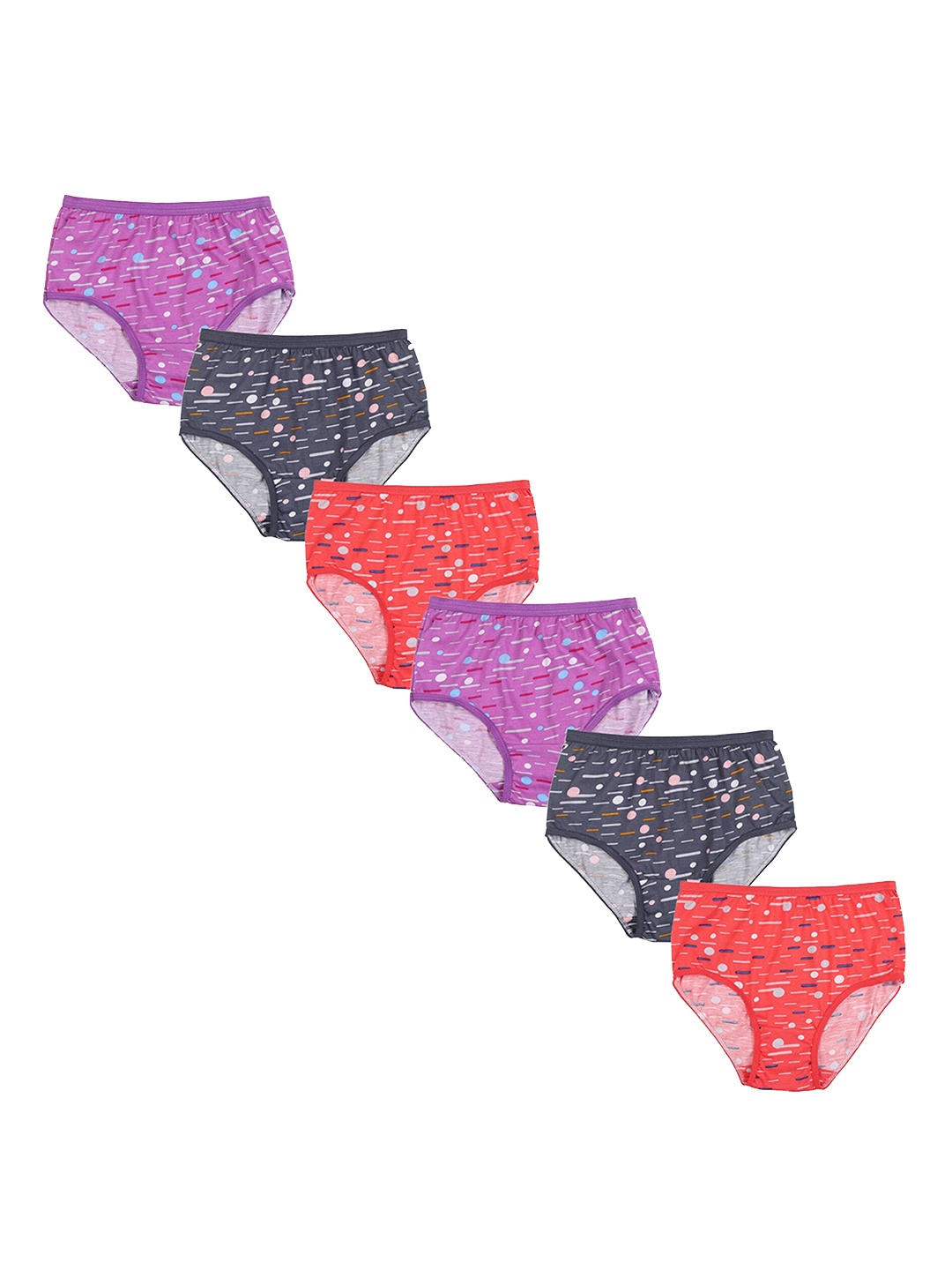 

Red Rose Girls Pack Of 6 Printed Cotton Basic Briefs