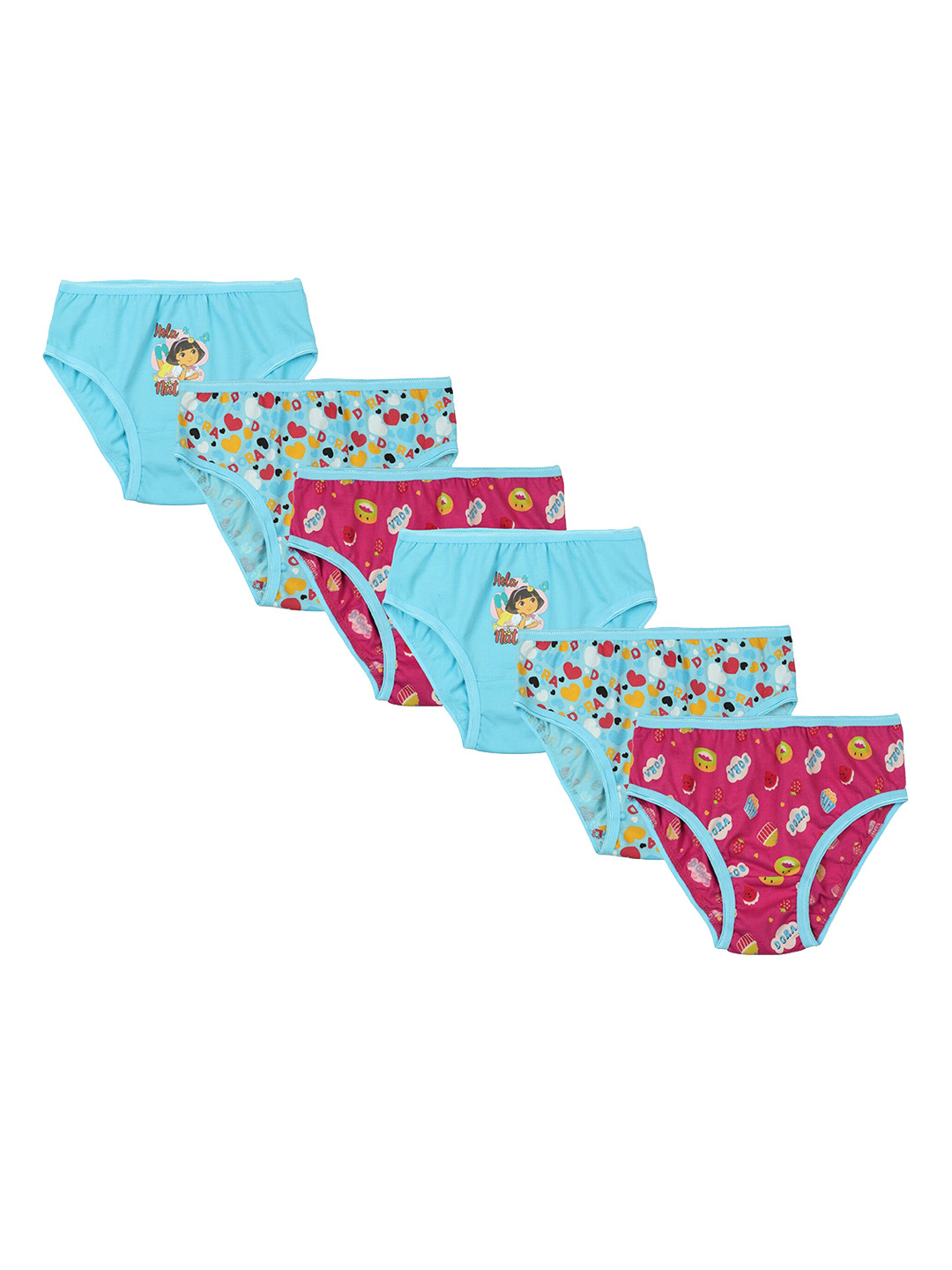 

Red Rose Girls Pack Of 6 Printed Cotton Basic Briefs, Blue