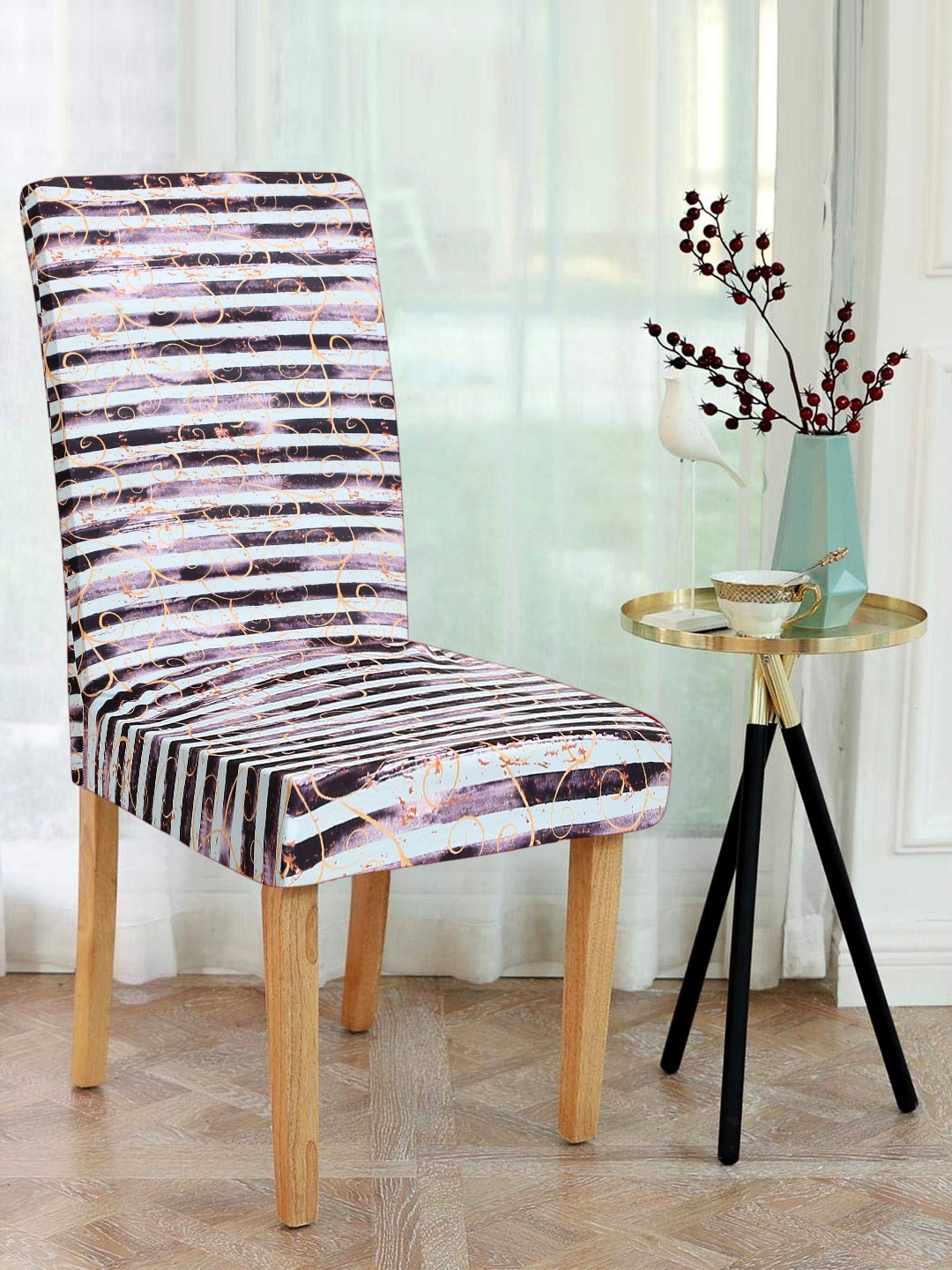 

Alina decor Set Of 6 Black & White Printed Chair Covers