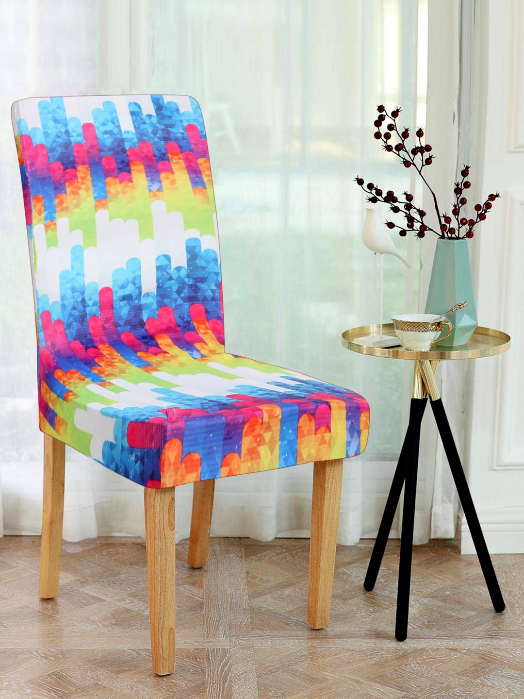 

Alina decor Set Of 6 Multicoloured Printed Chair Cover, Multi