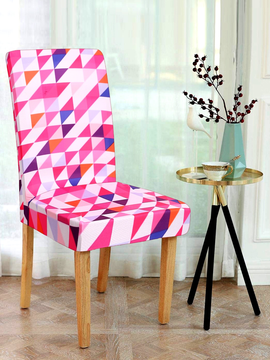 

Alina decor Set Of 6 Pink & Blue Digital Printed Chair Cover