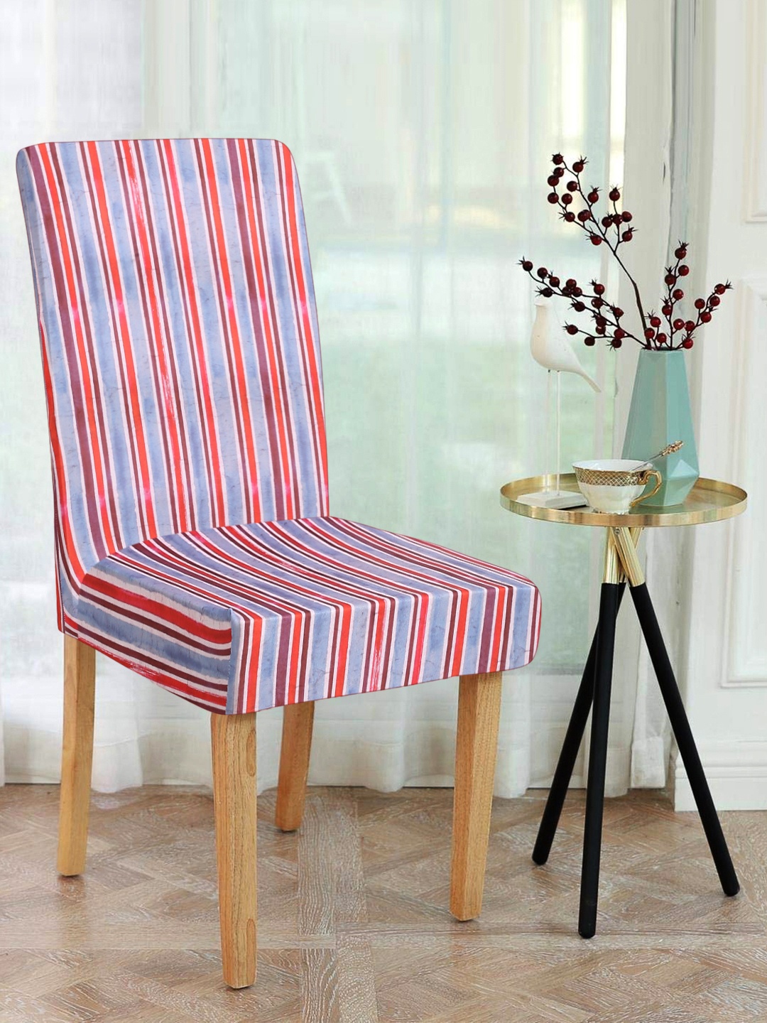 

Alina decor Set Of 6 Red & Blue Striped Chair Cover