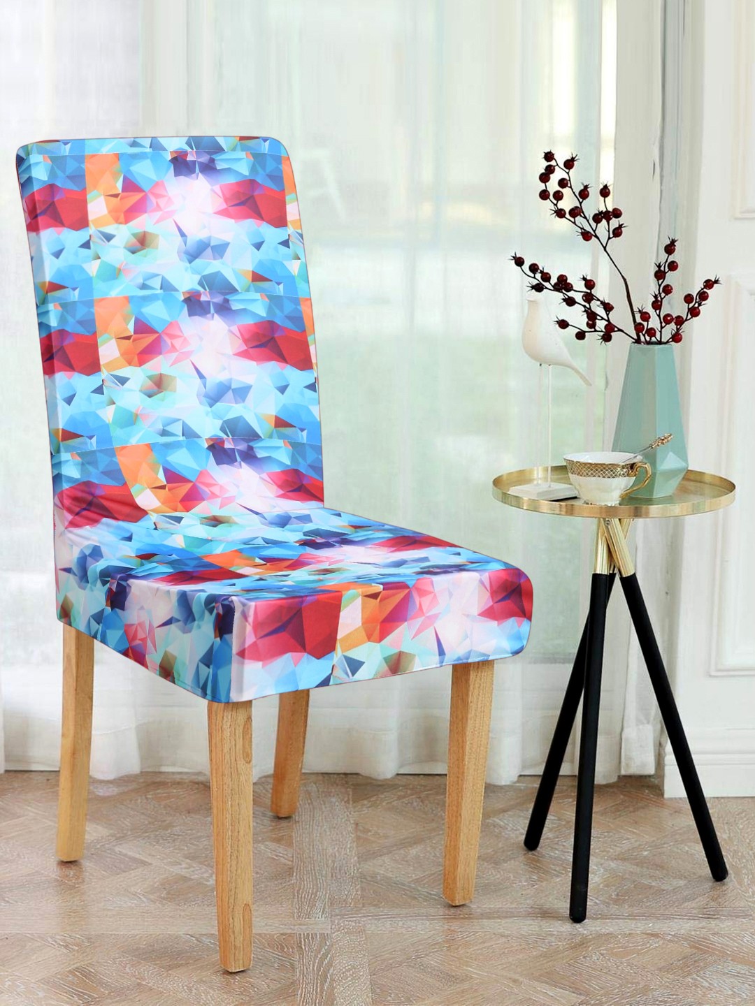 

Alina decor Blue & Red Set of 6 Printed Chair Covers