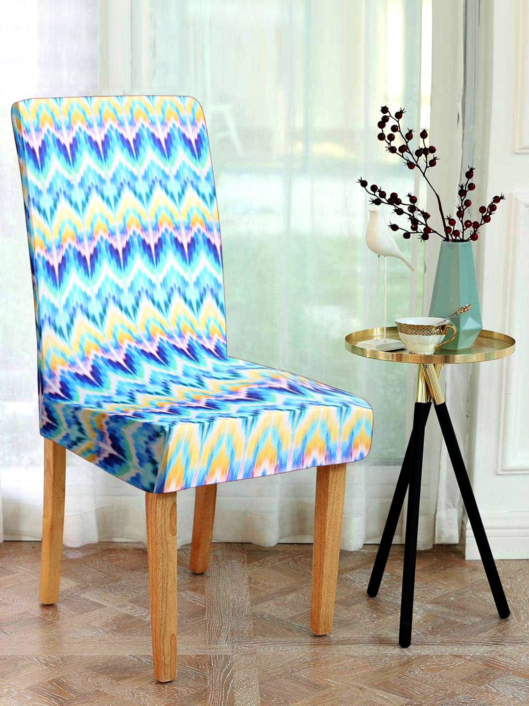 

Alina decor Blue & Yellow Set of 6 Printed Chair Covers