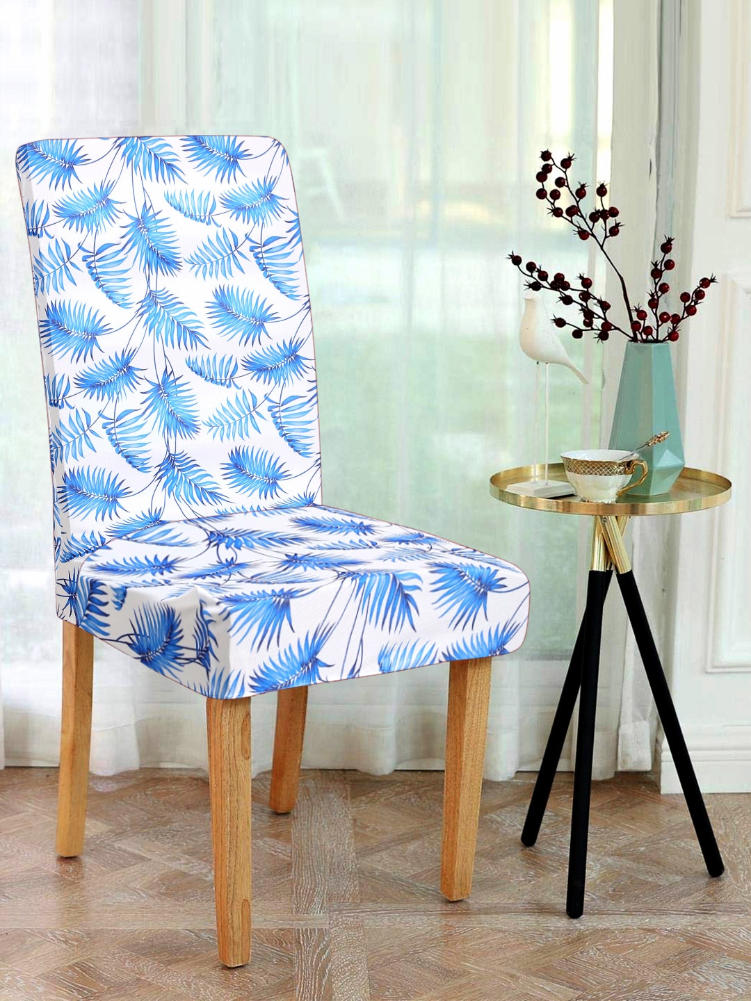 

Alina decor Set Of 6 Blue & White Printed Chair Covers