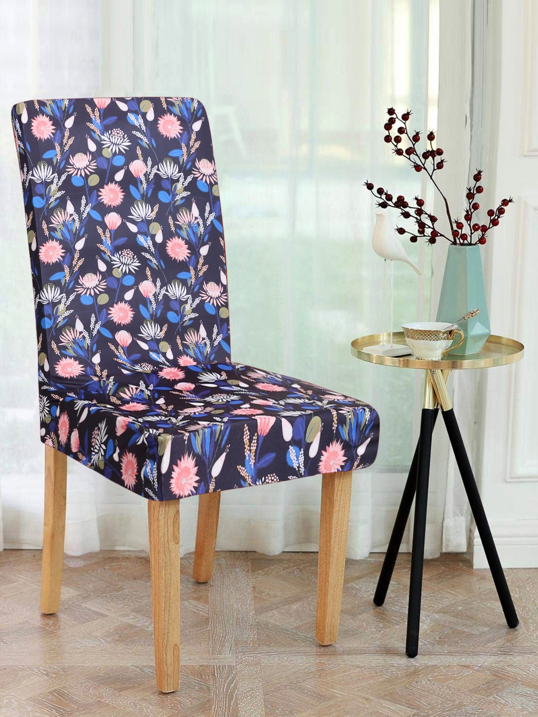 

Alina decor Set Of 6 Blue & Pink Printed Chair Covers