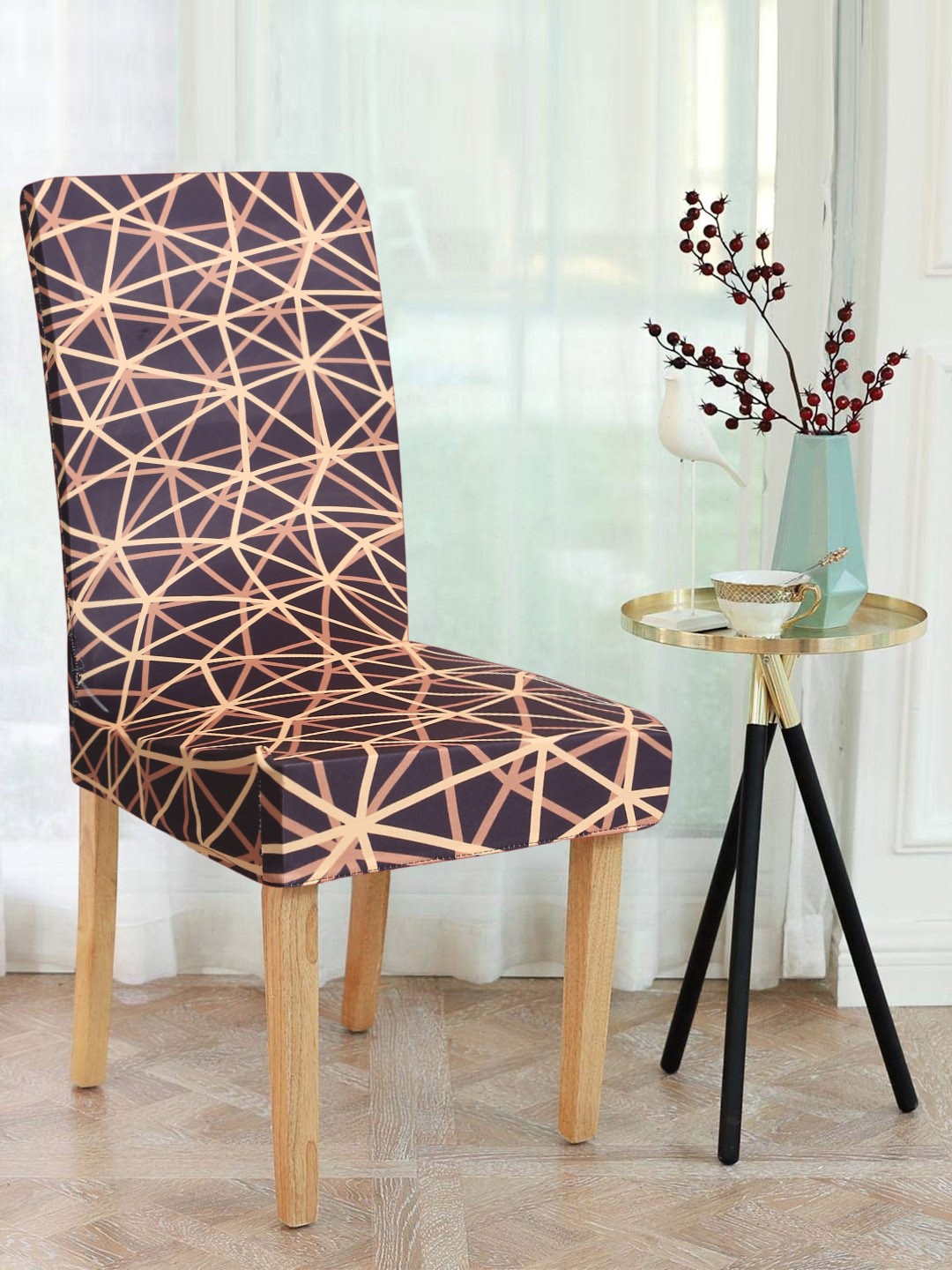 

Alina decor Set Of 6 Black & Yellow Printed Chair Covers