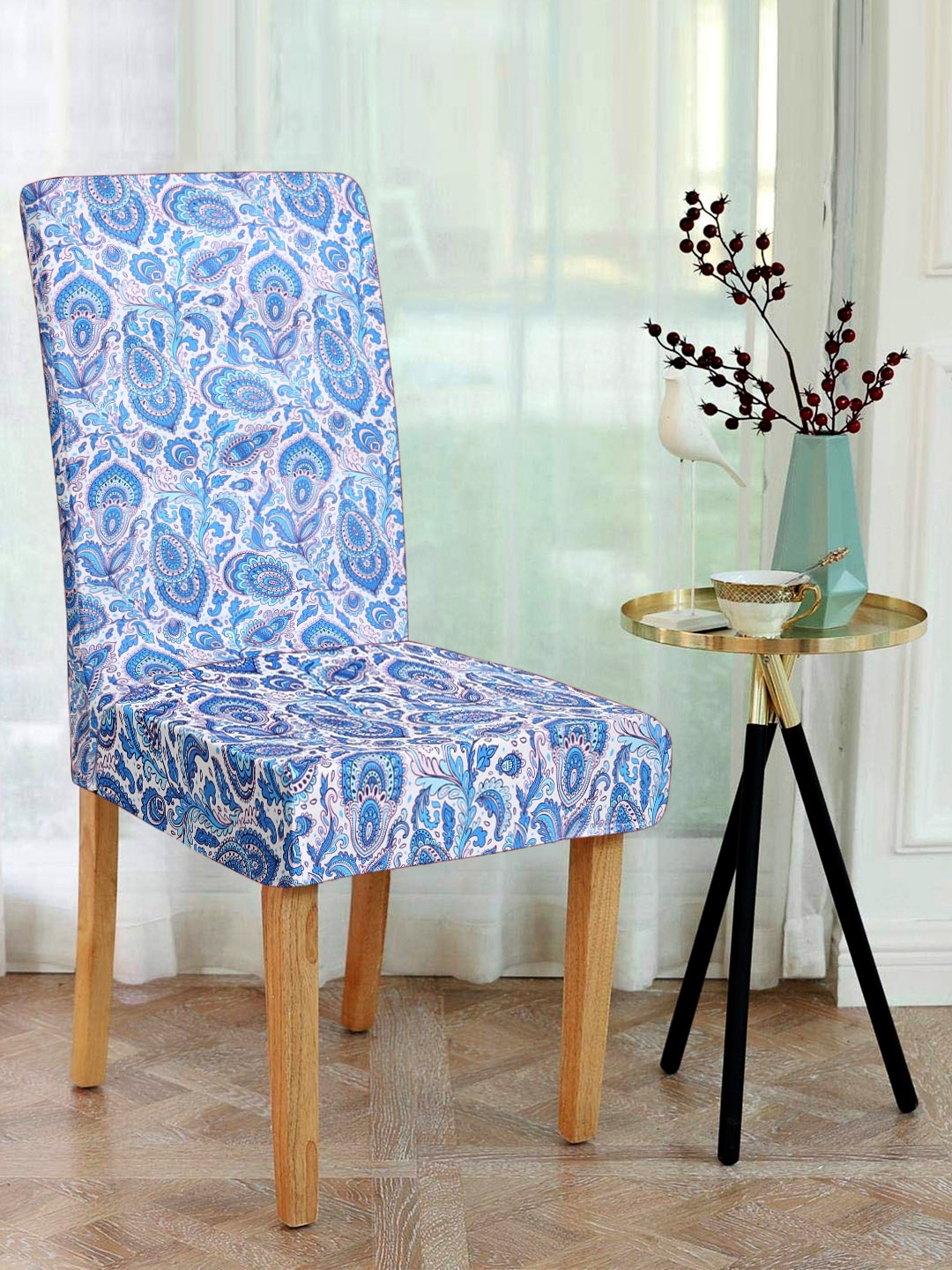 

Alina decor Set Of 6 Blue & White Digital Printed Chair Covers