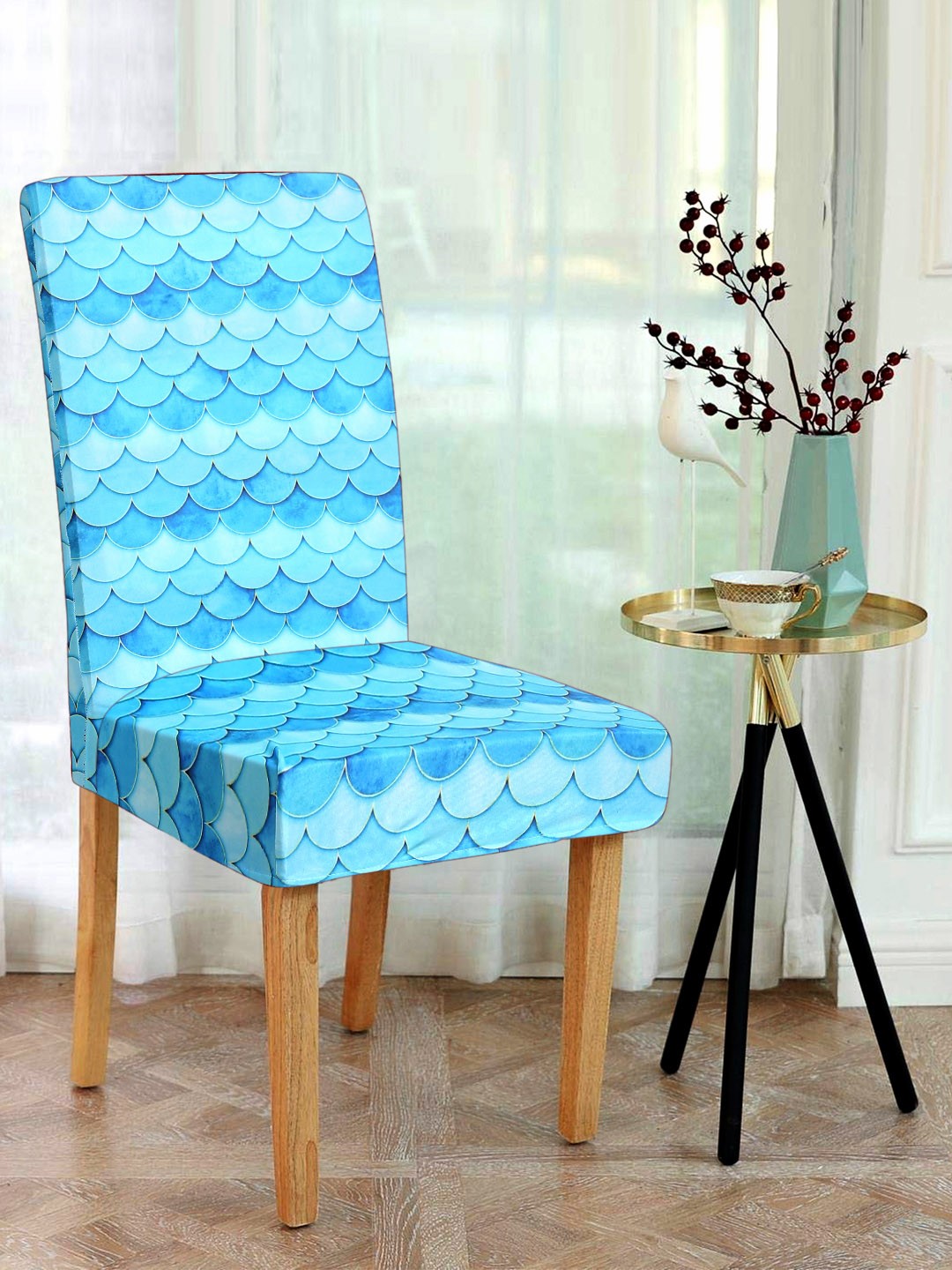 

Alina decor Digital Printed Set Of 6 Chair Covers, Blue