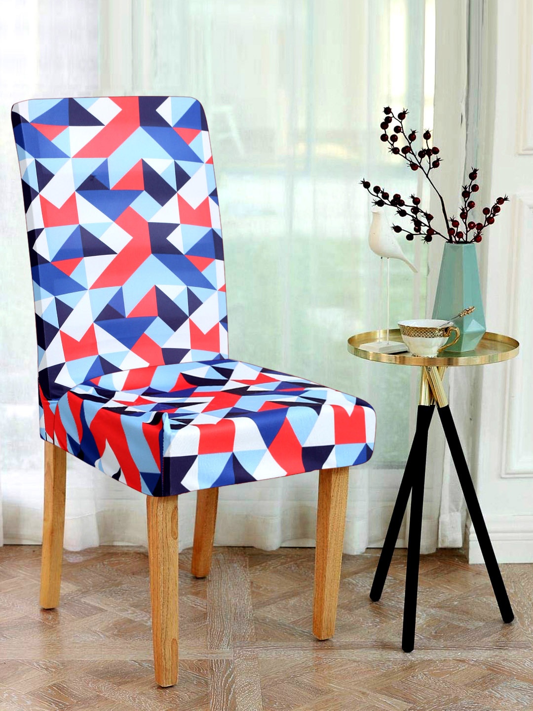 

Alina decor Set Of 6 Red & Blue Digital Printed Chair Covers