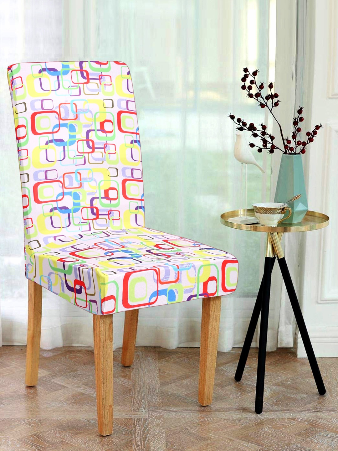 

Alina decor Set Of 6 Digital Printed Chair Covers, White