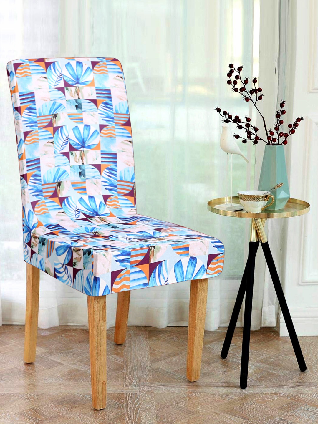 

Alina decor Set Of 6 Multicoloured Digital Printed Chair Covers, Blue