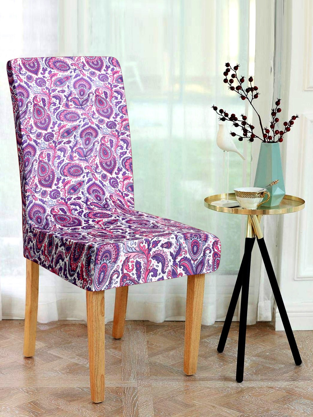 

Alina decor Purple & Pink Digital Printed Set Of 6 Chair Covers