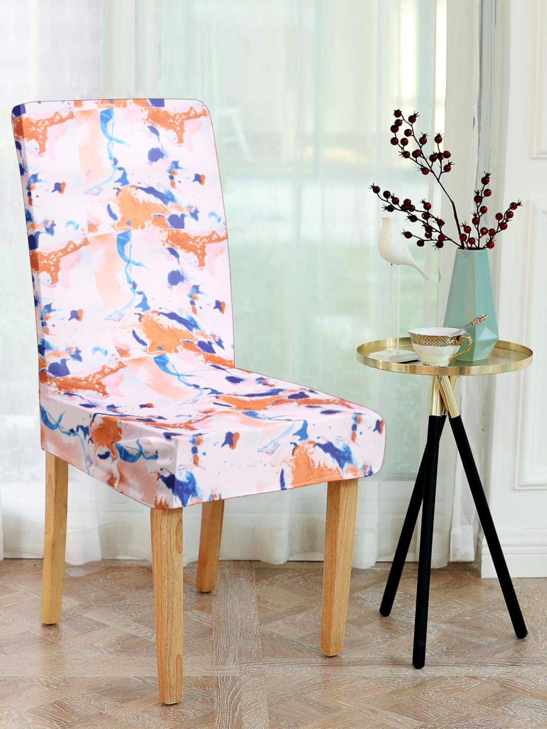 

Alina decor Set Of 6 Printed Chair Covers, Orange