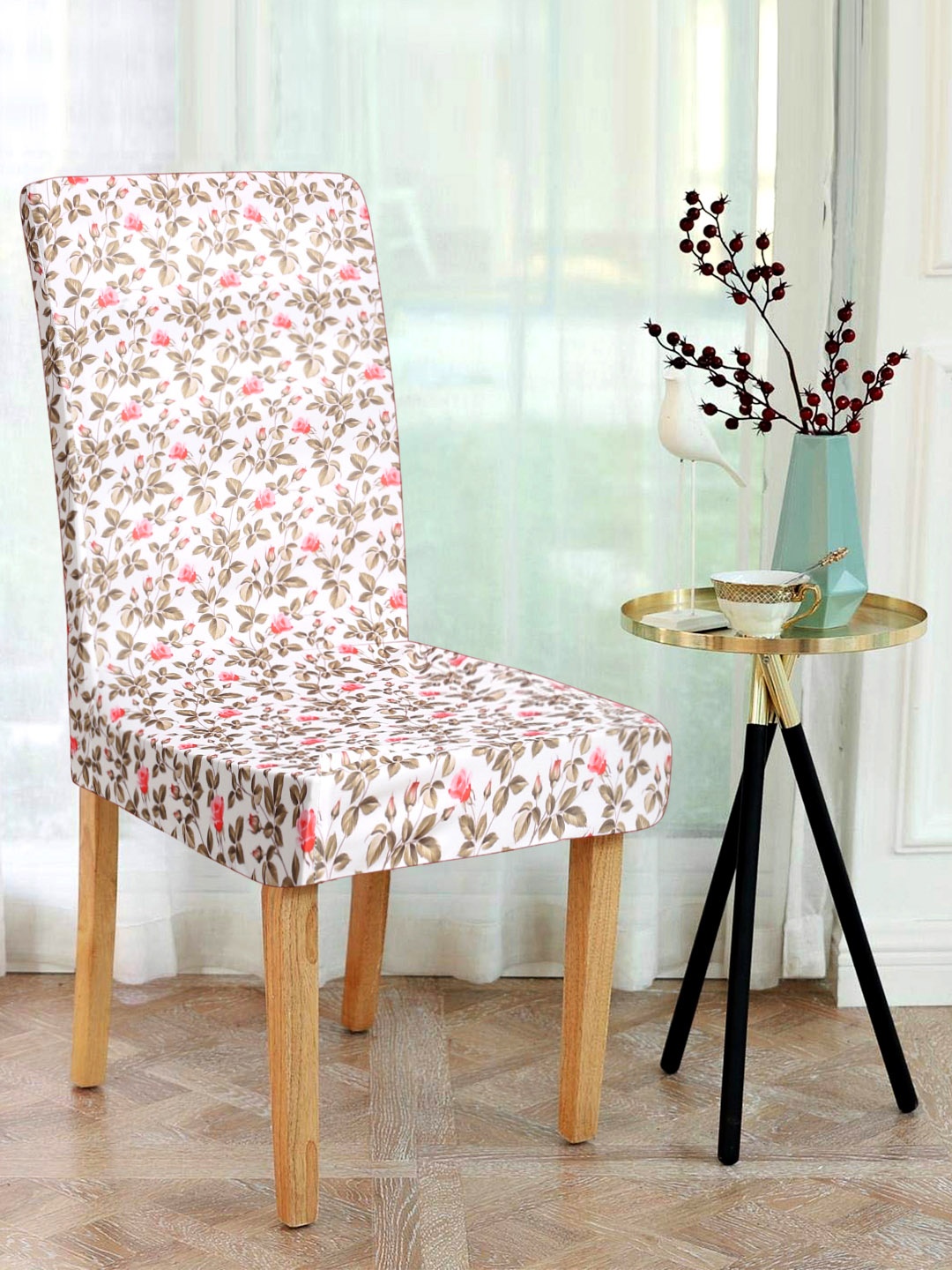 

Alina decor Set Of 6 Green & Pink Digital Printed Chair Covers