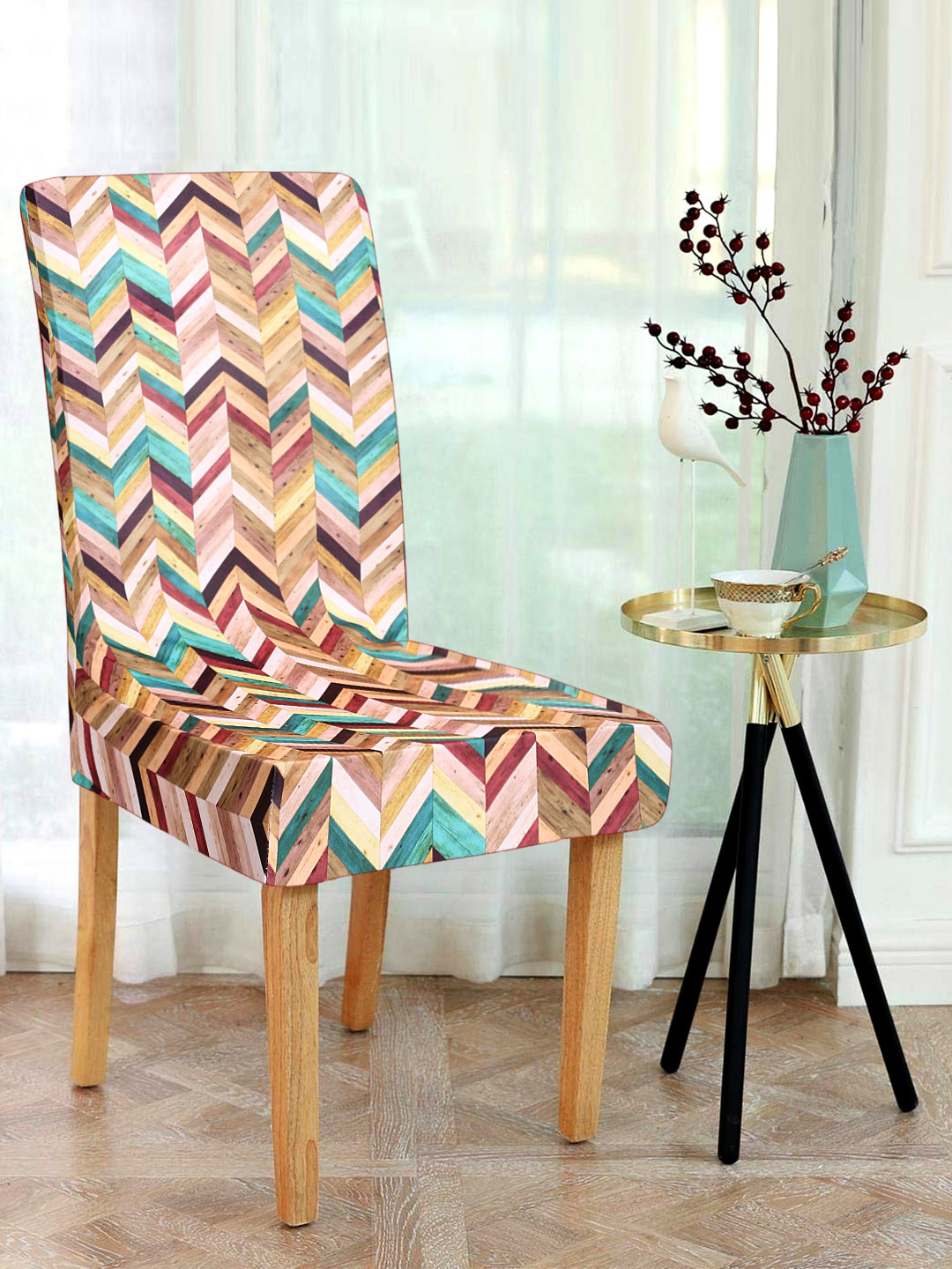 

Alina decor Set Of 6 Multicoloured Digital Printed Chair Covers, Multi
