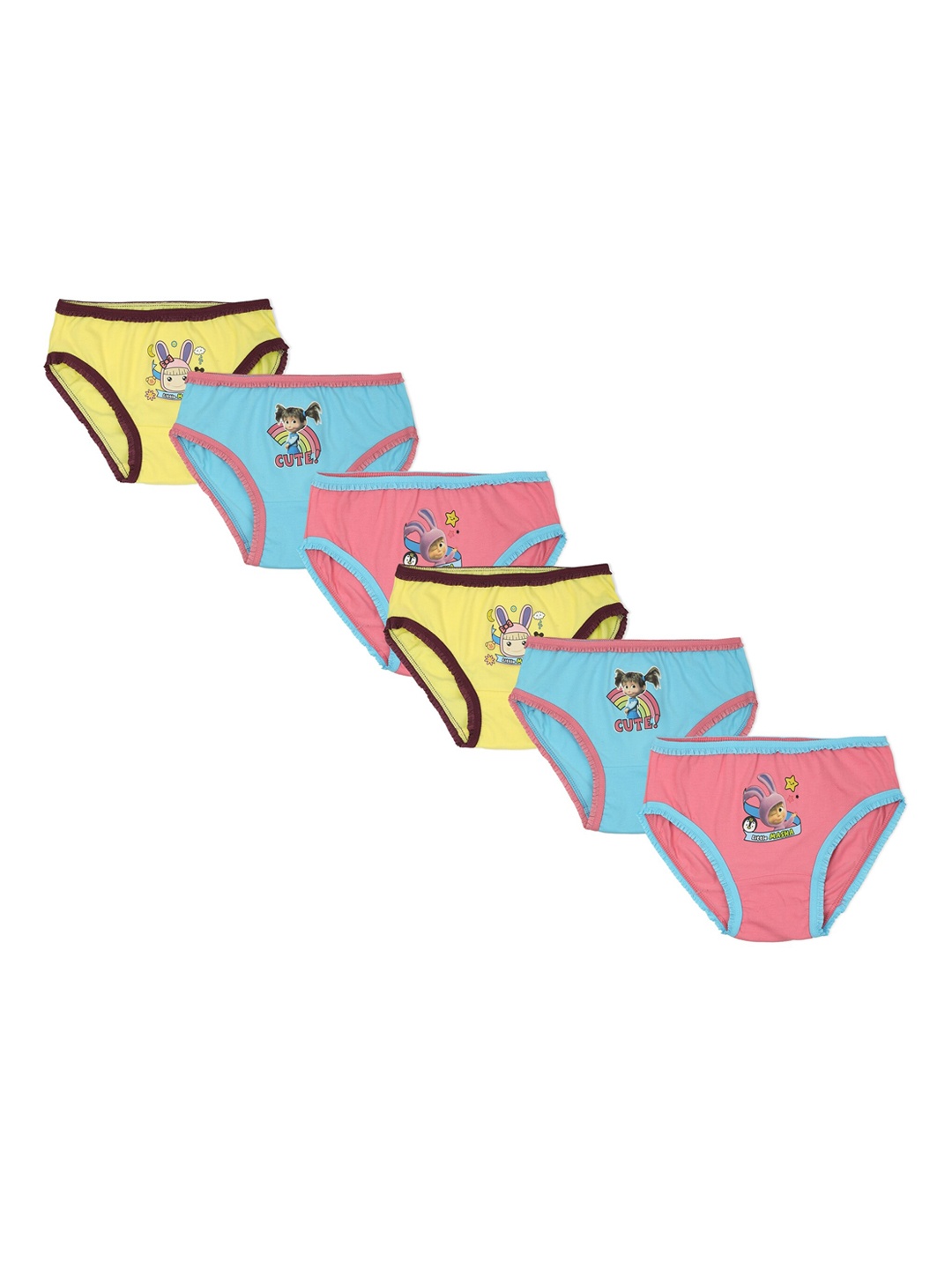 

Red Rose Girls Pack Of 6 Printed Cotton Basic Briefs BABY35MASHAPO6, Pink