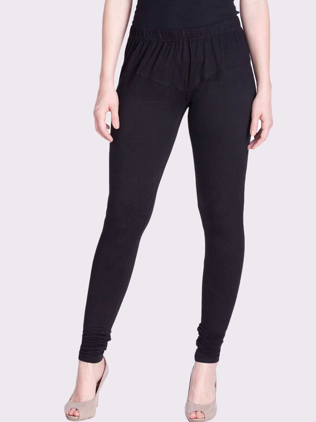 

LYRA Women Black Solid Churidar-Length Leggings