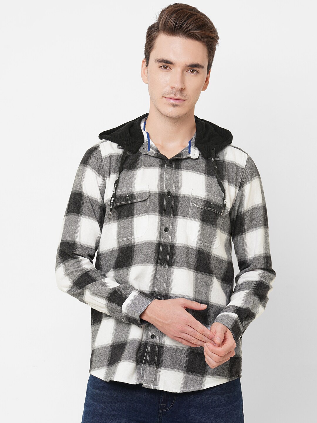 

Pepe Jeans Men Black Tartan Checks Opaque Checked Casual Shirt