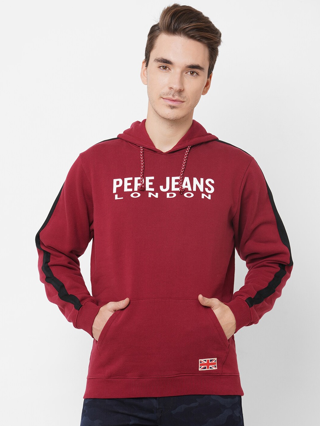 

Pepe Jeans Men Red Printed Hooded Sweatshirt