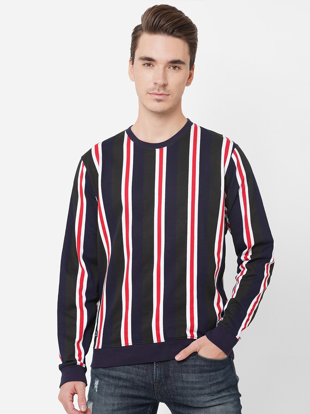 

Pepe Jeans Men Navy Blue Striped Sweatshirt