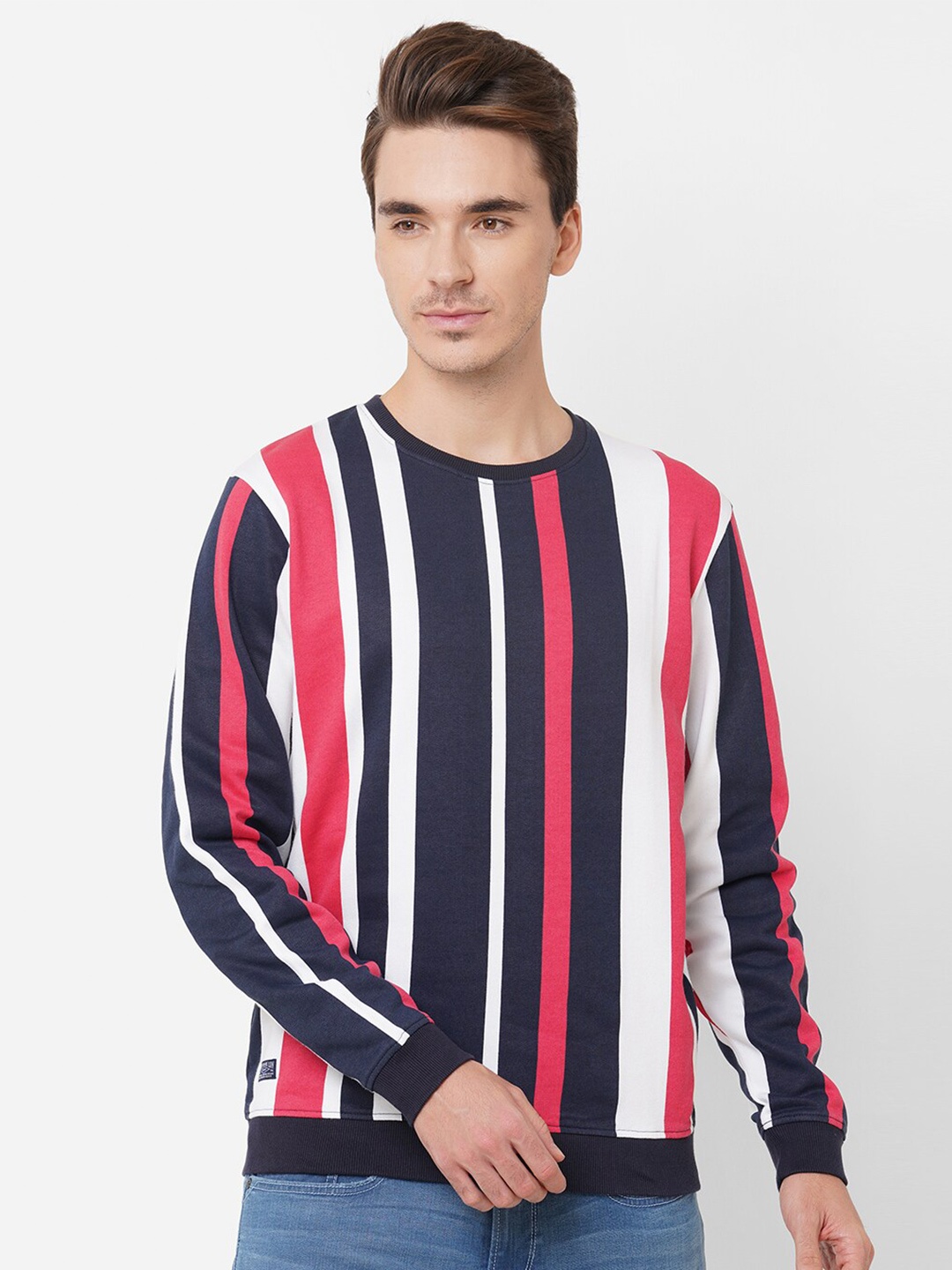 

Pepe Jeans Men Navy Blue Striped Sweatshirt