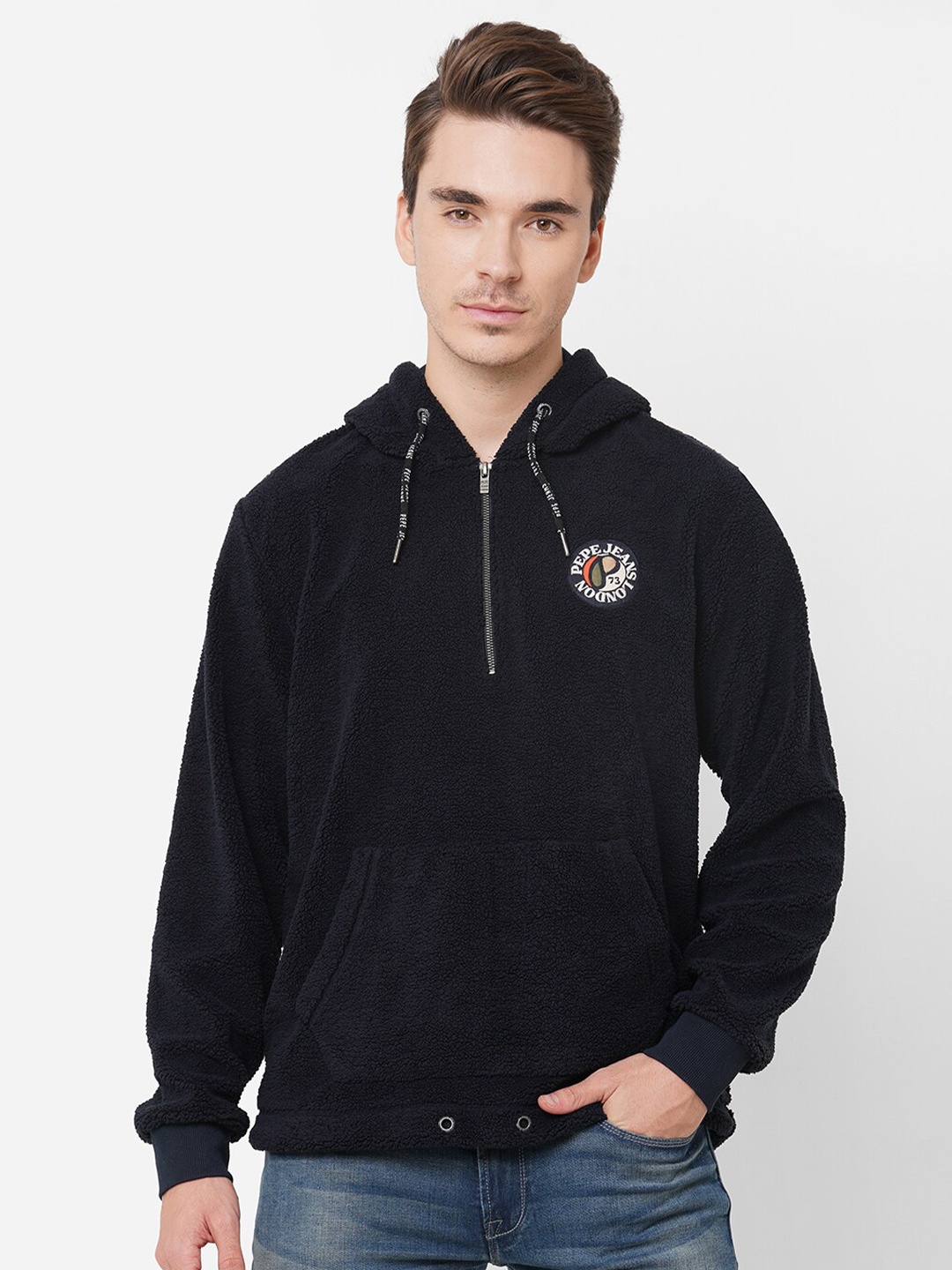

Pepe Jeans Men Navy Blue Hooded Sweatshirt