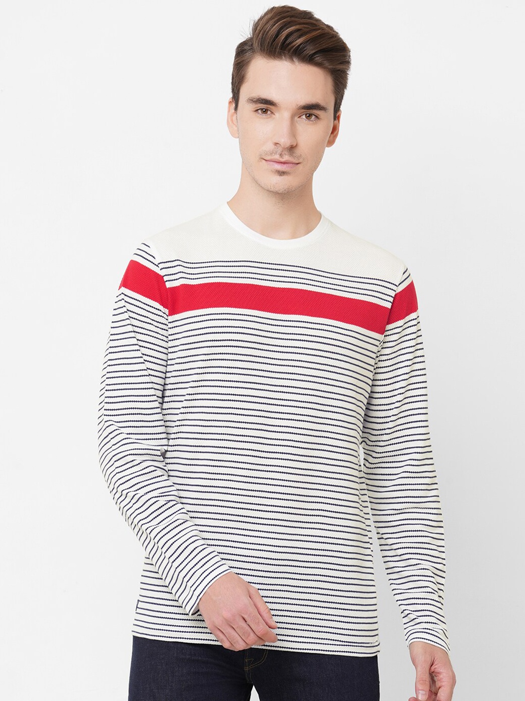 

Pepe Jeans Men White Striped T-shirt