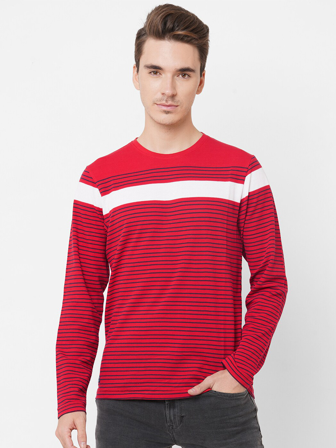 

Pepe Jeans Men Red Striped T-shirt
