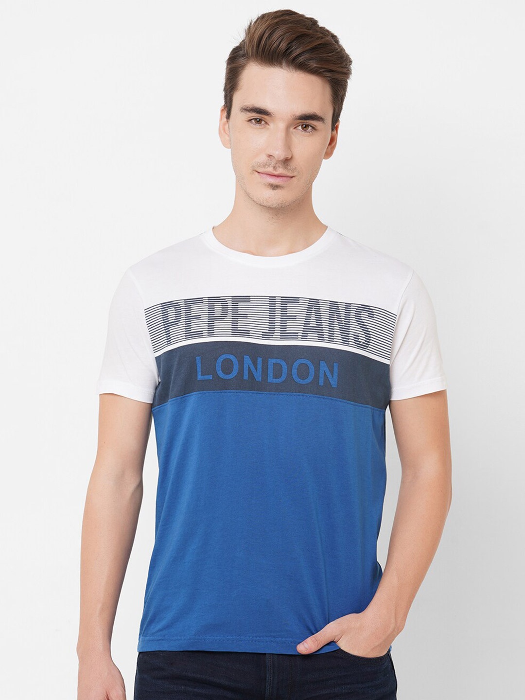 

Pepe Jeans Men White Typography Printed T-shirt