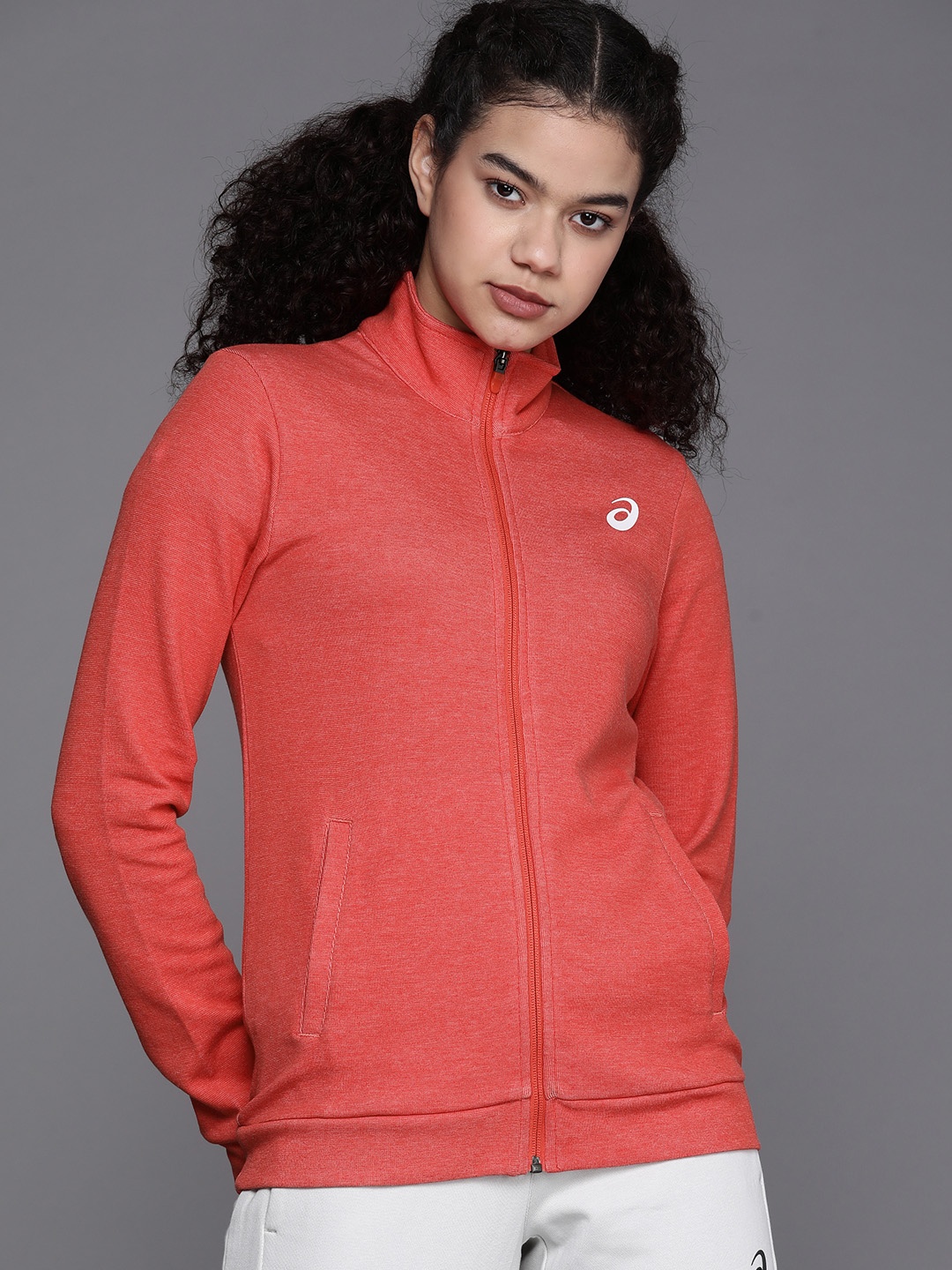 

ASICS Women Red Solid Mock-Collar Lightweight Training Sporty Training Jacket