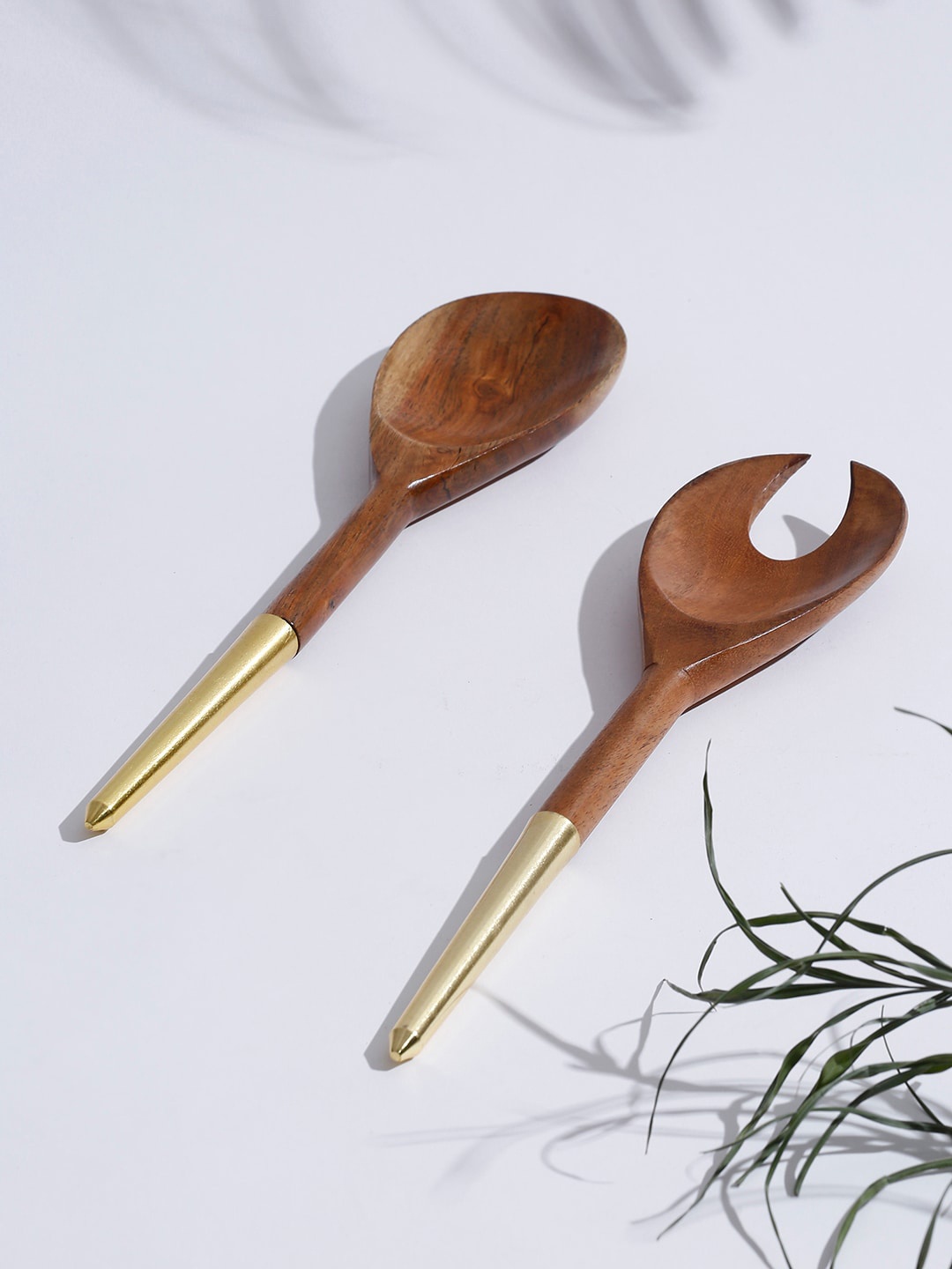 

Fabindia Set of 2 Brown & Gold-Toned Serving Spoon