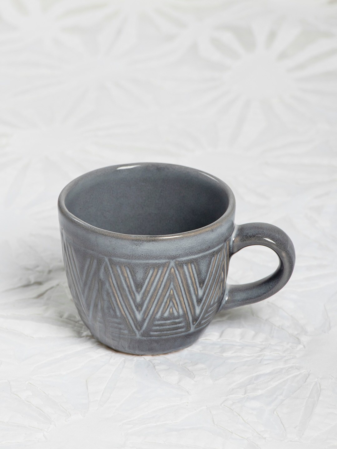 

Fabindia Grey Textured Ceramic Glossy Cups Set of Cups and Mugs