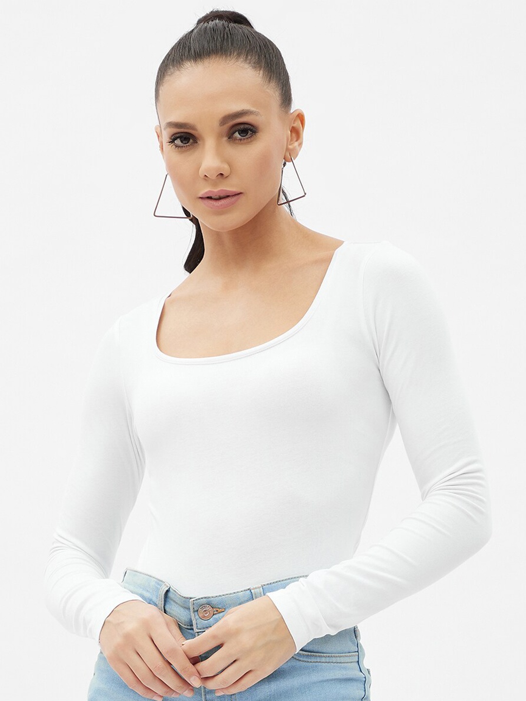 

Harpa Women White Cotton T-shirt