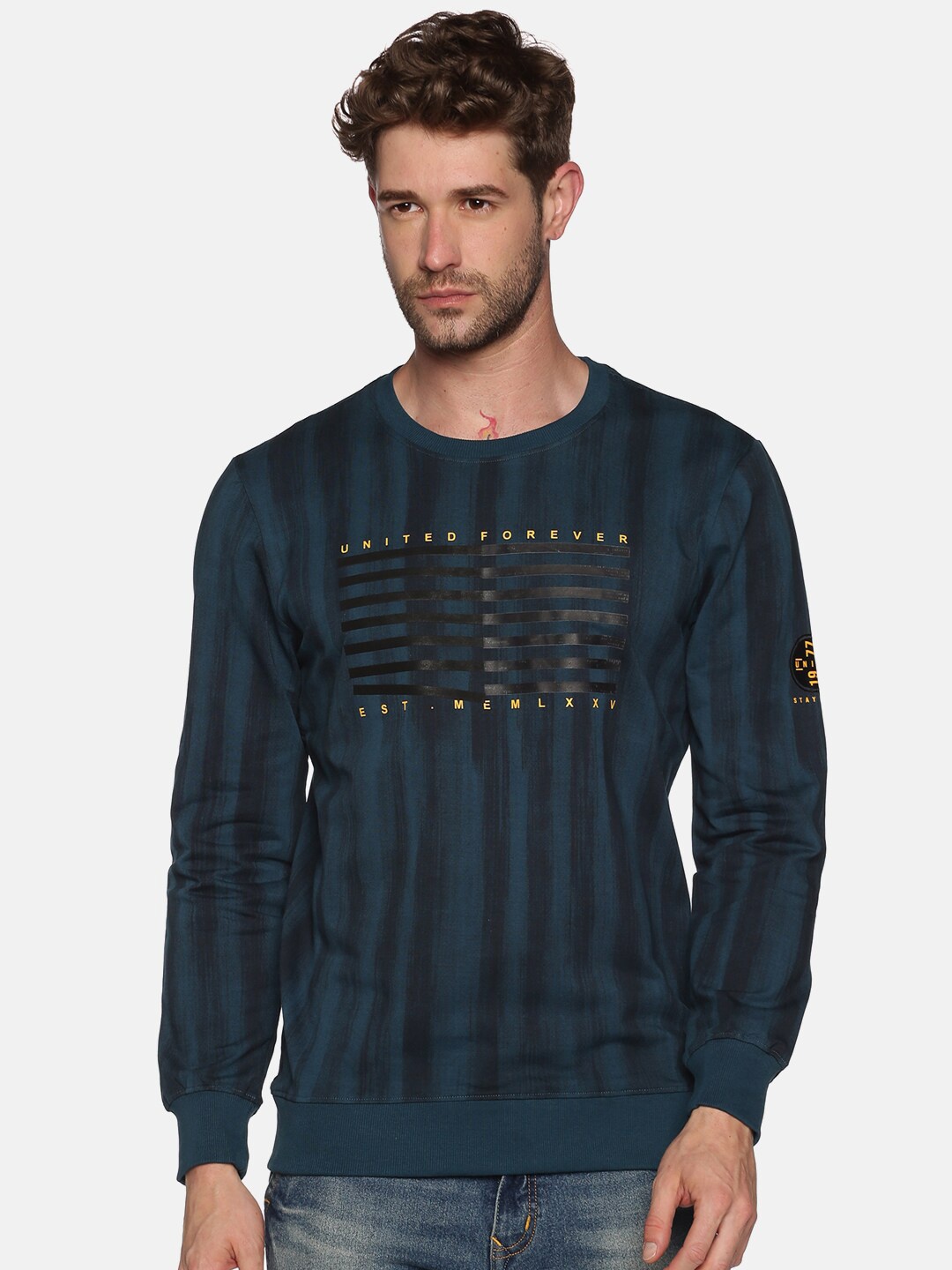 

SHOWOFF Men Blue Printed Sweatshirt