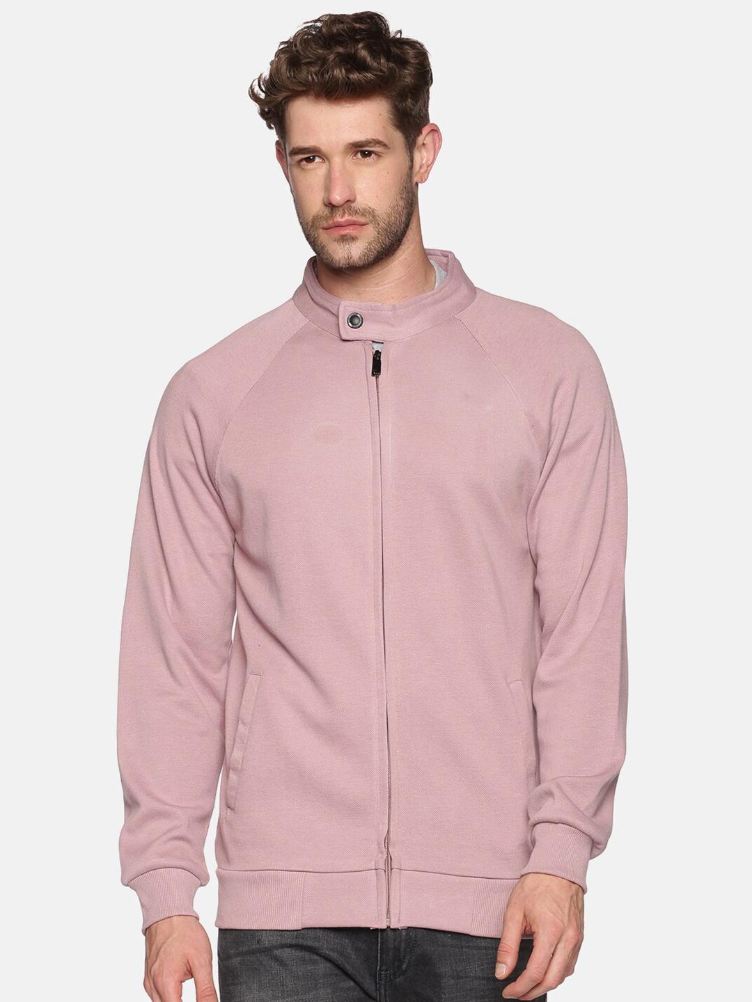 

SHOWOFF Men Peach Solid Sweatshirt