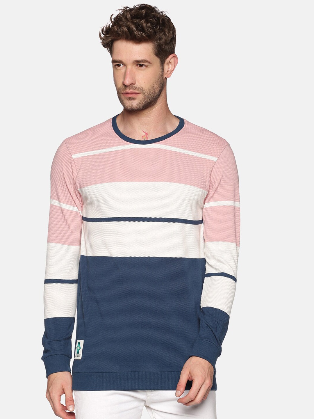 

SHOWOFF Men Pink Colourblocked Sweatshirt